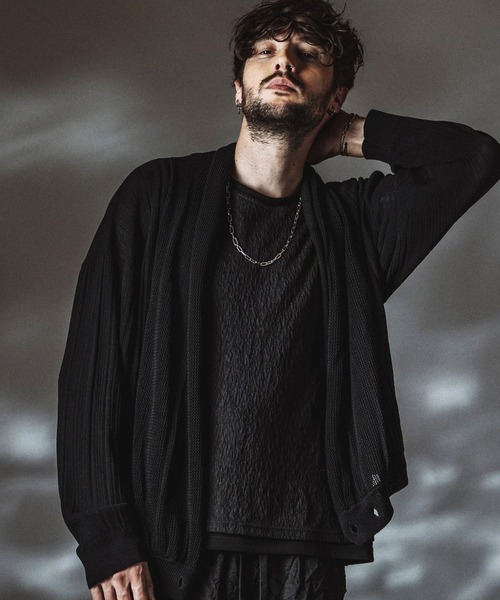 NO ID.(ノーアイディ)の「【NO ID.】Shawl Collar Knit Wrap Cardigan / ショールカラーニットラップカーディガン(カーディガン/ボレロ・メンズ・ブラック/グレー・ONE SIZE)」の17枚目の写真