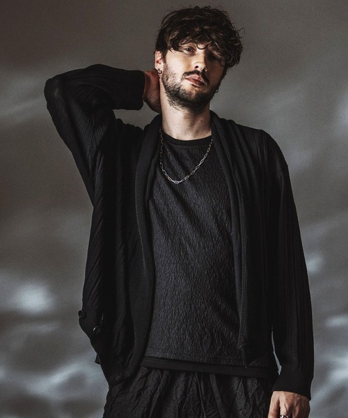 NO ID.(ノーアイディ)の「【NO ID.】Shawl Collar Knit Wrap Cardigan / ショールカラーニットラップカーディガン(カーディガン/ボレロ・メンズ・ブラック/グレー・ONE SIZE)」の19枚目の写真