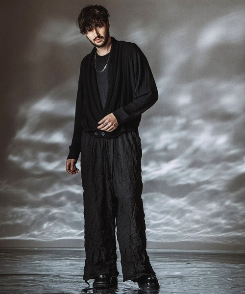 NO ID.(ノーアイディ)の「【NO ID.】Shawl Collar Knit Wrap Cardigan / ショールカラーニットラップカーディガン(カーディガン/ボレロ・メンズ・ブラック/グレー・ONE SIZE)」の20枚目の写真