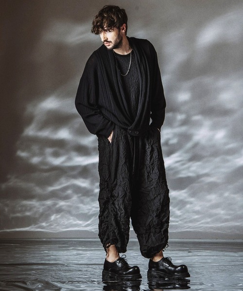NO ID.(ノーアイディ)の「【NO ID.】Shawl Collar Knit Wrap Cardigan / ショールカラーニットラップカーディガン(カーディガン/ボレロ・メンズ・ブラック/グレー・ONE SIZE)」の14枚目の写真