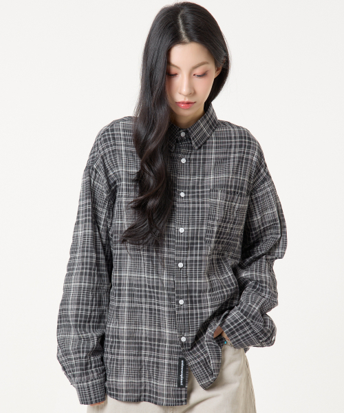 UNKNOWN PLANET(アンノウンプラネット)の「リンクルサマーチェックシャツブラック(シャツ/ブラウス・レディース・その他・SMALL/LARGE/MEDIUM)」の9枚目の写真