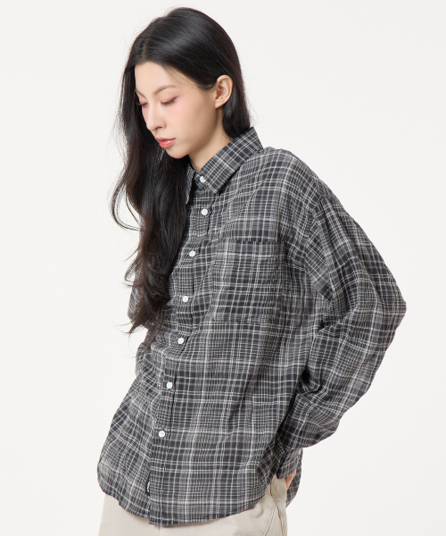 UNKNOWN PLANET(アンノウンプラネット)の「リンクルサマーチェックシャツブラック(シャツ/ブラウス・レディース・その他・SMALL/LARGE/MEDIUM)」の2枚目の写真