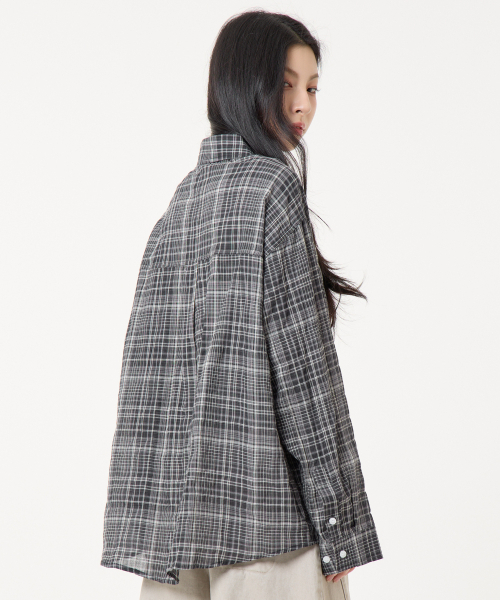 UNKNOWN PLANET(アンノウンプラネット)の「リンクルサマーチェックシャツブラック(シャツ/ブラウス・レディース・その他・SMALL/LARGE/MEDIUM)」の4枚目の写真