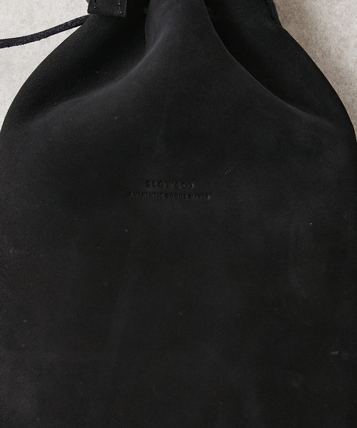SLOW(スロウ)の「【SLOW】deer nubuck 2waydrawstring shoulderbag(ショルダーバッグ・メンズ・ブラック・FREE)」の2枚目の写真