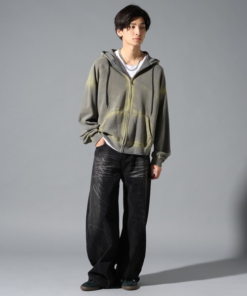 LAND MUSEUM（ランドミュージアム）の「LAND MUSEUM／タイダイフードジップ（パーカー・メンズ・チャコール/ブラック・FREE）」の22枚目の写真