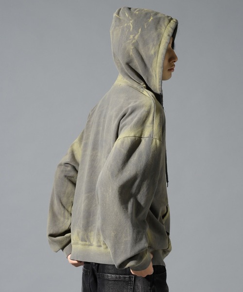 LAND MUSEUM（ランドミュージアム）の「LAND MUSEUM／タイダイフードジップ（パーカー・メンズ・チャコール/ブラック・FREE）」の6枚目の写真