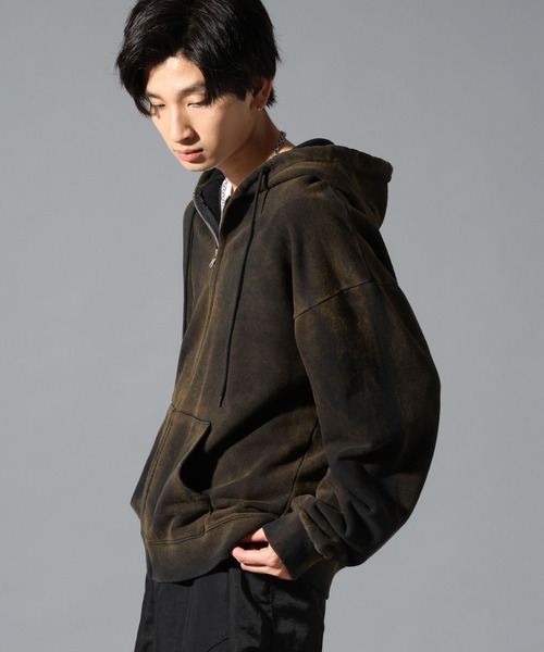 LAND MUSEUM（ランドミュージアム）の「LAND MUSEUM／タイダイフードジップ（パーカー・メンズ・チャコール/ブラック・FREE）」の11枚目の写真