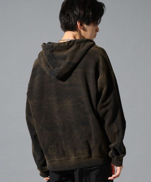 LAND MUSEUM（ランドミュージアム）の「LAND MUSEUM／タイダイフードジップ（パーカー・メンズ・チャコール/ブラック・FREE）」の12枚目の写真