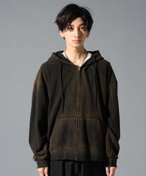 LAND MUSEUM（ランドミュージアム）の「LAND MUSEUM／タイダイフードジップ（パーカー・メンズ・チャコール/ブラック・FREE）」の13枚目の写真