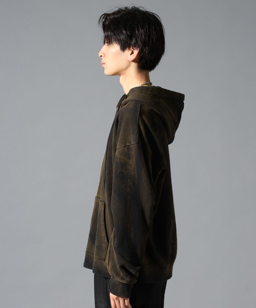 LAND MUSEUM（ランドミュージアム）の「LAND MUSEUM／タイダイフードジップ（パーカー・メンズ・チャコール/ブラック・FREE）」の14枚目の写真