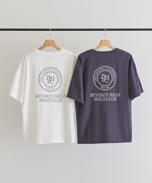 BEVERLY HILLS POLO CLUB(ビバリーヒルズポロクラブ)の「【BEVERLY HILLS POLO CLUB】バックプリントTシャツ(Tシャツ/カットソー・レディース・ネイビー/オフホワイト・FREE)」の4枚目の写真