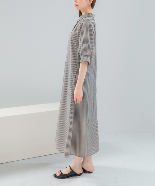 URBAN RESEARCH ROSSO WOMEN（アーバンリサーチ　ロッソ）の「『WEB限定』『UR TECH Smart Linen Touch』イージーリネンシャツワンピース（ワンピース・レディース・ブラウン系その他/ネイビー・FREE）」の13枚目の写真