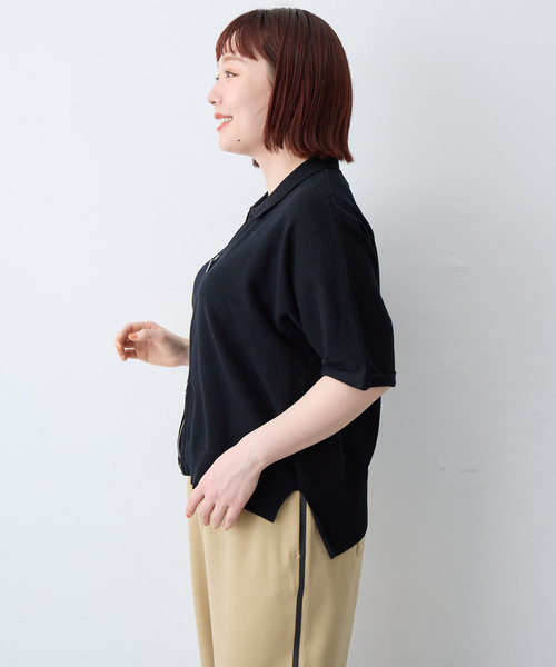 anyfee(エニフィー)の「【anyfee/大きいサイズ】Wジップ襟付きカーディガン(ニット/セーター・レディース・杢グレー/ブラック/ベージュ・4L/5L/LL/3L)」の17枚目の写真