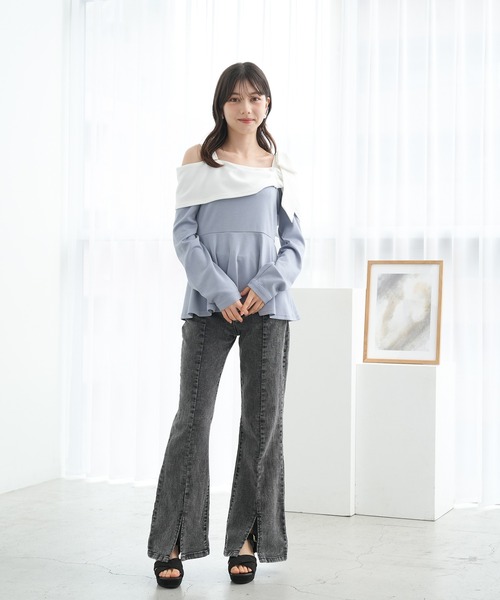 ASTORIA ODIER(アストリアオディール)の「スフレオフショルプルオーバー(Tシャツ/カットソー・レディース・ブラック/ライトグレー・MEDIUM)」の17枚目の写真
