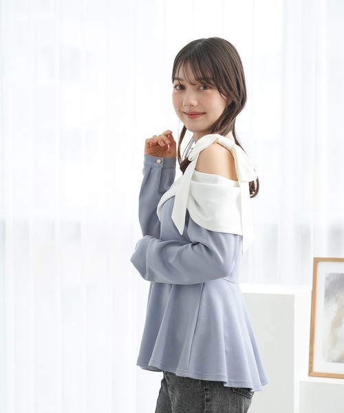 ASTORIA ODIER(アストリアオディール)の「スフレオフショルプルオーバー(Tシャツ/カットソー・レディース・ブラック/ライトグレー・MEDIUM)」の15枚目の写真