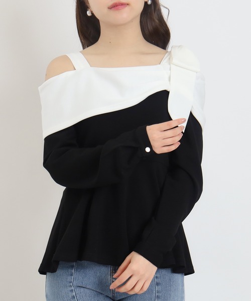 ASTORIA ODIER(アストリアオディール)の「スフレオフショルプルオーバー(Tシャツ/カットソー・レディース・ブラック/ライトグレー・MEDIUM)」の22枚目の写真
