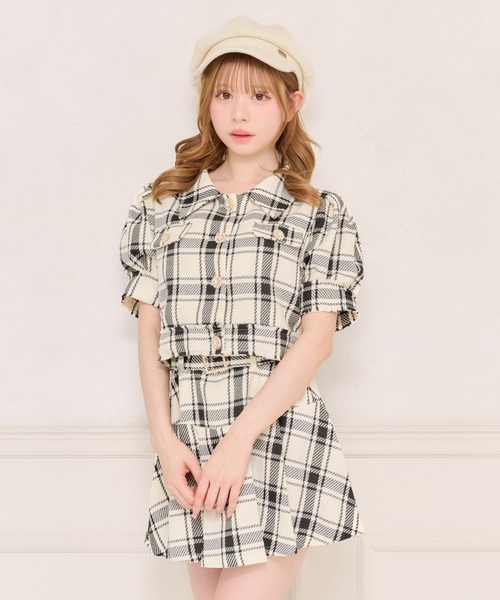 apres jour(アプレジュール)の「【セット着用可能】パワショルツイードショートジャケット(テーラードジャケット・レディース・ホワイト系その他/ライトブルー/ブラック/ピンクベージュ・フリー/X-LARGE)」の2枚目の写真