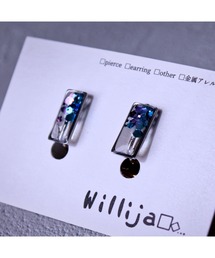【Willija】金属アレルギー対応《Evil squareⅡmini》偏光ホログラムのイヤリング(MA)