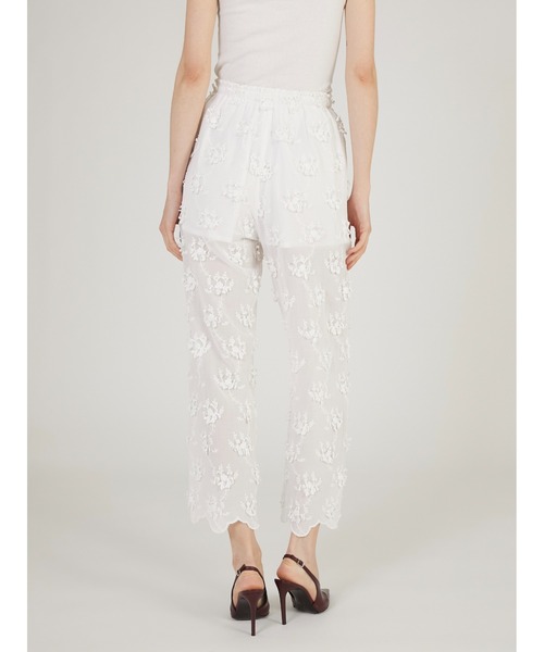 crinkle crinkle crinkle（クリンクルクリンクルクリンクル）の「【crinkle crinkle crinkle】sheer cotton 3D embroidery easy pants/シアーコットン3Dエンブロイダリーイージーパンツ（その他パンツ・レディース・ホワイト/ブラック・FREE）」の5枚目の写真