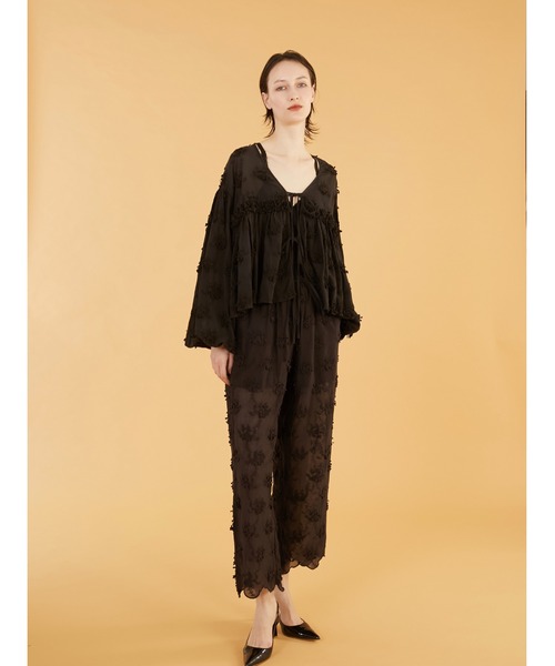 crinkle crinkle crinkle（クリンクルクリンクルクリンクル）の「【crinkle crinkle crinkle】sheer cotton 3D embroidery easy pants/シアーコットン3Dエンブロイダリーイージーパンツ（その他パンツ・レディース・ホワイト/ブラック・FREE）」の14枚目の写真