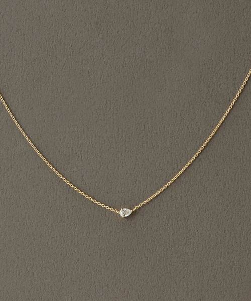 K18】ペアシェイプダイヤモンドネックレス<動画あり>/0.1ct/全長約35+3 