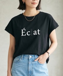 【人気の!】Eclatロゴ フレンチスリーブTシャツ レディース バックタック カットソー上品 半袖トップス