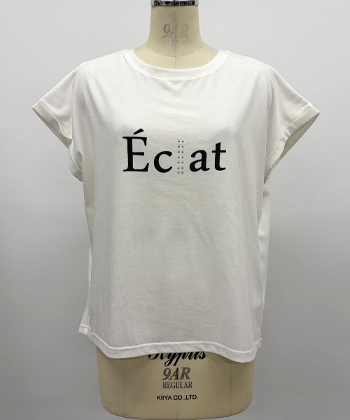Belta attrice(ベルタアトリーチェ)の「【人気の!】Eclatロゴ フレンチスリーブTシャツ レディース バックタック カットソー上品 半袖トップス(Tシャツ/カットソー・レディース・ブラック/ライトパープル/ホワイト/サックスブルー・FREE)」の21枚目の写真