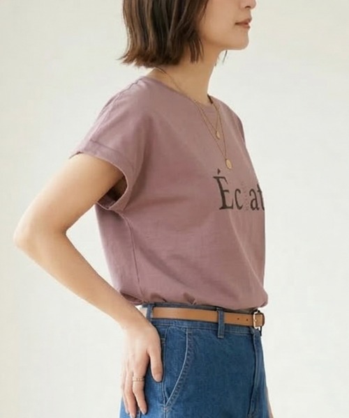 Belta attrice(ベルタアトリーチェ)の「【人気の!】Eclatロゴ フレンチスリーブTシャツ レディース バックタック カットソー上品 半袖トップス(Tシャツ/カットソー・レディース・ブラック/ライトパープル/ホワイト/サックスブルー・FREE)」の11枚目の写真