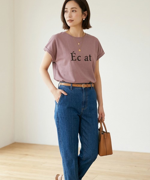 Belta attrice(ベルタアトリーチェ)の「【人気の!】Eclatロゴ フレンチスリーブTシャツ レディース バックタック カットソー上品 半袖トップス(Tシャツ/カットソー・レディース・ブラック/ライトパープル/ホワイト/サックスブルー・FREE)」の20枚目の写真