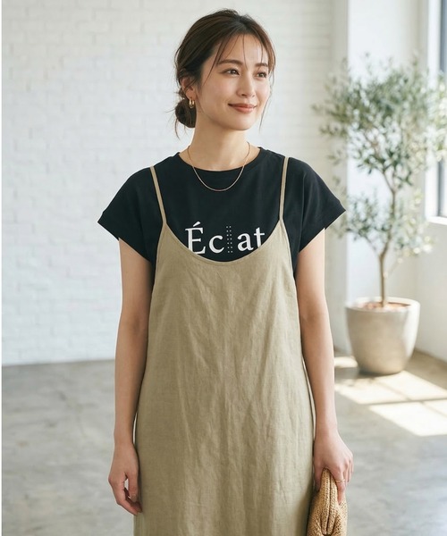 Belta attrice(ベルタアトリーチェ)の「【人気の!】Eclatロゴ フレンチスリーブTシャツ レディース バックタック カットソー上品 半袖トップス(Tシャツ/カットソー・レディース・ブラック/ライトパープル/ホワイト/サックスブルー・FREE)」の8枚目の写真