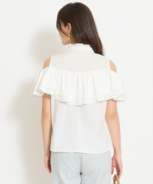 WILLSELECTION(ウィルセレクション)の「スタンドフリル2WAYスリーブブラウス(シャツ/ブラウス・レディース・ブルー系その他/オフホワイト/ホワイト系その他/ブラック・FREE)」の6枚目の写真