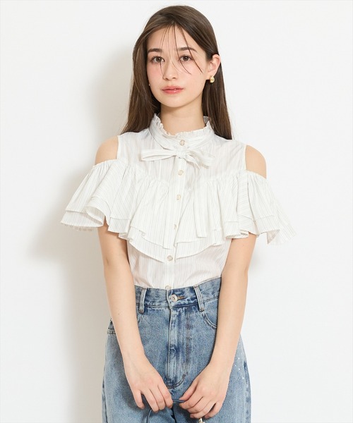 WILLSELECTION(ウィルセレクション)の「スタンドフリル2WAYスリーブブラウス(シャツ/ブラウス・レディース・ブルー系その他/オフホワイト/ホワイト系その他/ブラック・FREE)」の13枚目の写真