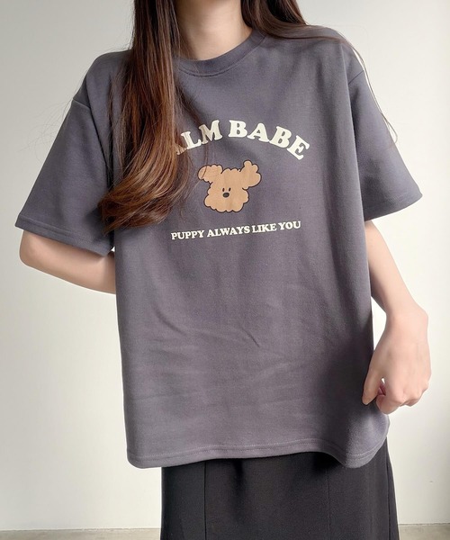Nana(ナナ)の「ベアプリントオーバーサイズTシャツ(Tシャツ/カットソー・レディース・ホワイト/チャコールグレー・FREE)」の2枚目の写真