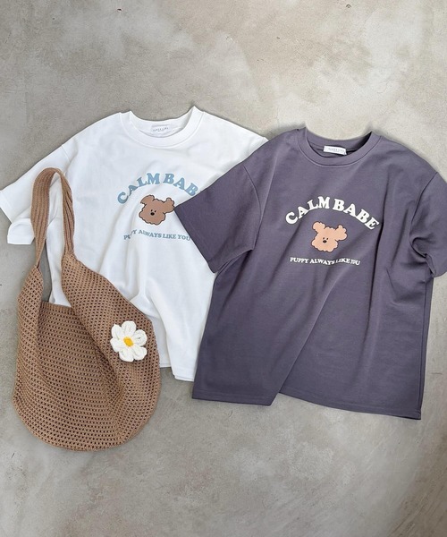 Nana(ナナ)の「ベアプリントオーバーサイズTシャツ(Tシャツ/カットソー・レディース・ホワイト/チャコールグレー・FREE)」の3枚目の写真