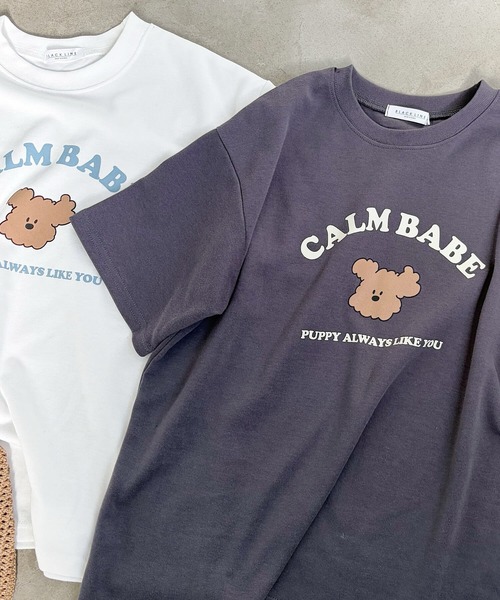 Nana(ナナ)の「ベアプリントオーバーサイズTシャツ(Tシャツ/カットソー・レディース・ホワイト/チャコールグレー・FREE)」の4枚目の写真
