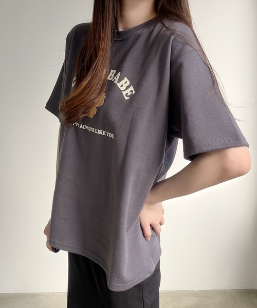 Nana(ナナ)の「ベアプリントオーバーサイズTシャツ(Tシャツ/カットソー・レディース・ホワイト/チャコールグレー・FREE)」の17枚目の写真