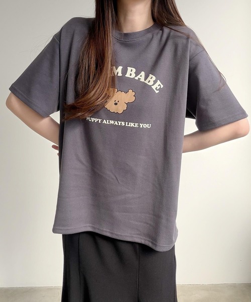 Nana(ナナ)の「ベアプリントオーバーサイズTシャツ(Tシャツ/カットソー・レディース・ホワイト/チャコールグレー・FREE)」の20枚目の写真