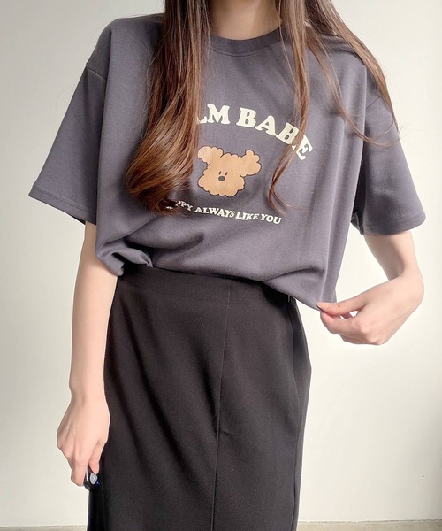 Nana(ナナ)の「ベアプリントオーバーサイズTシャツ(Tシャツ/カットソー・レディース・ホワイト/チャコールグレー・FREE)」の9枚目の写真