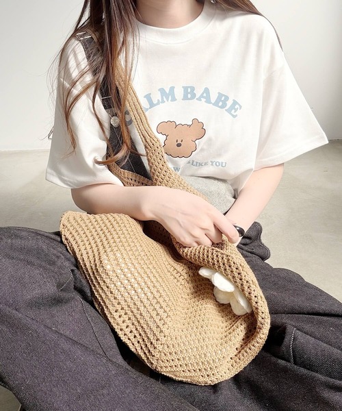 Nana(ナナ)の「ベアプリントオーバーサイズTシャツ(Tシャツ/カットソー・レディース・ホワイト/チャコールグレー・FREE)」の12枚目の写真