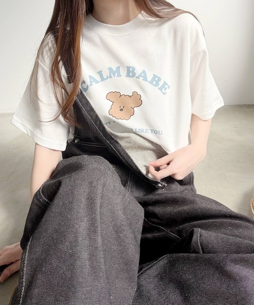 Nana(ナナ)の「ベアプリントオーバーサイズTシャツ(Tシャツ/カットソー・レディース・ホワイト/チャコールグレー・FREE)」の13枚目の写真