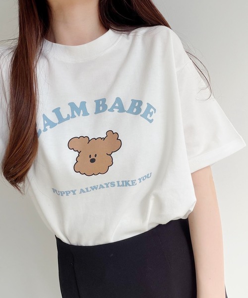 Nana(ナナ)の「ベアプリントオーバーサイズTシャツ(Tシャツ/カットソー・レディース・ホワイト/チャコールグレー・FREE)」の6枚目の写真