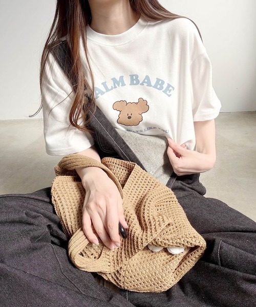 Nana(ナナ)の「ベアプリントオーバーサイズTシャツ(Tシャツ/カットソー・レディース・ホワイト/チャコールグレー・FREE)」の7枚目の写真