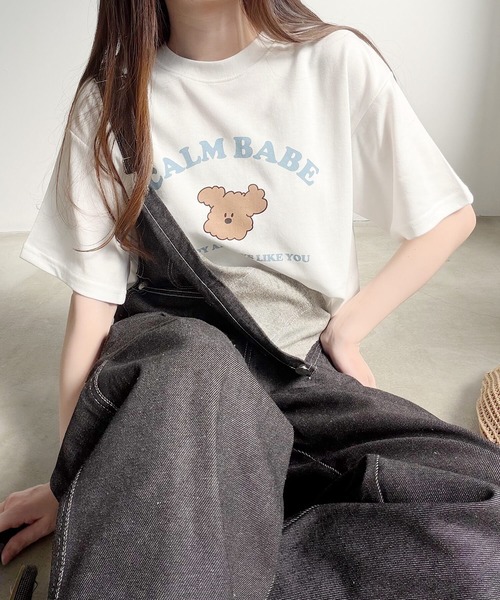 Nana(ナナ)の「ベアプリントオーバーサイズTシャツ(Tシャツ/カットソー・レディース・ホワイト/チャコールグレー・FREE)」の8枚目の写真