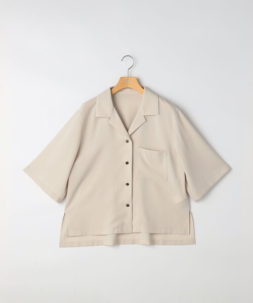 NOLLEY’S Sophi（ノーリーズソフィ）の「《セットアップ対応》ウォッシャブルエアリージョーゼットショートシャツ（シャツ/ブラウス・レディース・ベージュ/ネイビー・38/36）」の12枚目の写真