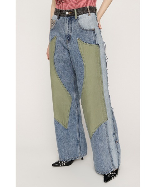 SLY(スライ)の「L/W PATCHED PANEL FLARE DENIM ローウエストパッチドパネルフレアデニム 春服 夏服(デニムパンツ・レディース・ブルー系その他/ライトブルー・2/1/0)」の14枚目の写真
