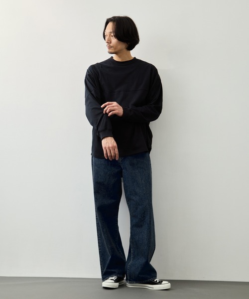 CITY TOKYO（シティトウキョウ）の「【CITY TOKYO】KANEMASA KNIT フットボールロンT（Tシャツ/カットソー・メンズ・オフホワイト/ブラック・1/2/3）」の8枚目の写真