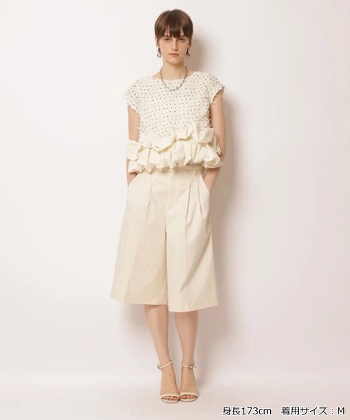 CADUNE(カデュネ)の「フレンチスリーブ裾バルーンブラウス(シャツ/ブラウス・レディース・ホワイト/ブラックミックス・38/36/40)」の17枚目の写真