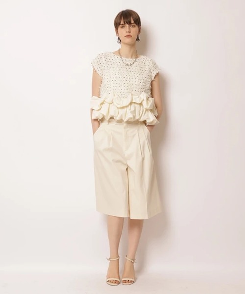 CADUNE(カデュネ)の「フレンチスリーブ裾バルーンブラウス(シャツ/ブラウス・レディース・ホワイト/ブラックミックス・38/36/40)」の18枚目の写真