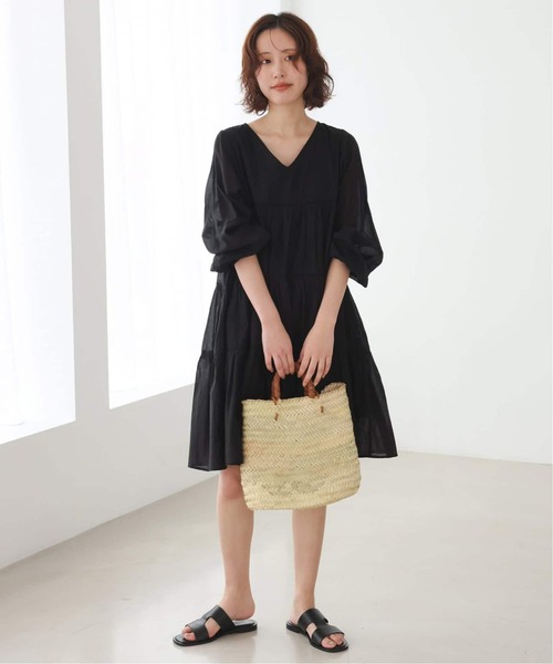 SLOBE IENA(スローブイエナ)の「《追加》コットンボイルティアードワンピース(ワンピース・レディース・ブラック/パープル/カーキ・FREE)」の17枚目の写真
