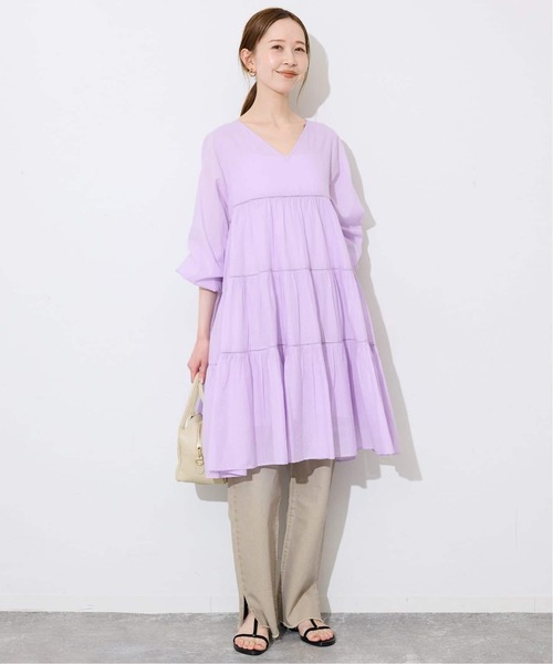 SLOBE IENA(スローブイエナ)の「《追加》コットンボイルティアードワンピース(ワンピース・レディース・ブラック/パープル/カーキ・FREE)」の20枚目の写真
